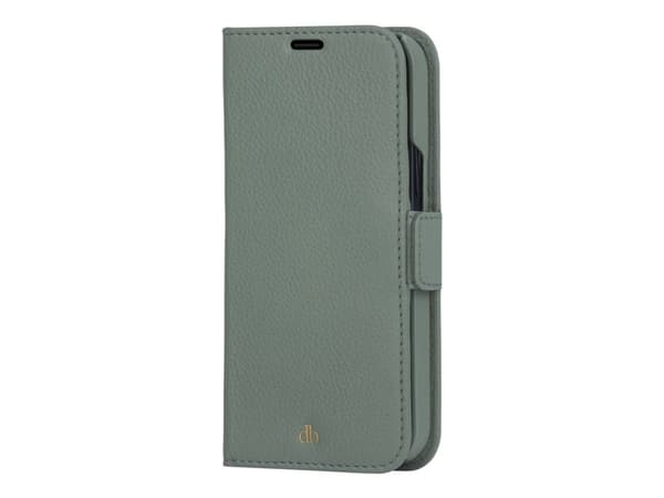 dbramante1928 New York - Vikbart fodral för mobiltelefon - löstagbart, magnetiskt bakre hölje - Saffiano-läder - grön bukt - för Apple iPhone 13