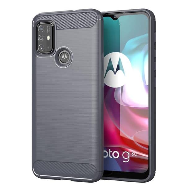 SKALO Moto G30 Armor Carbon Stødsikker TPU-cover Grå