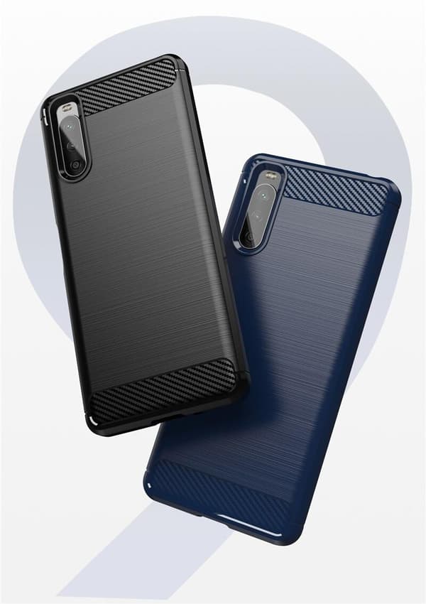 SKALO Sony Xperia 10 III Armor Carbon Iskunkestävä TPU suojakuori