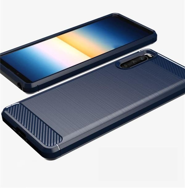 SKALO Sony Xperia 10 III Armor Carbon Iskunkestävä TPU suojakuori