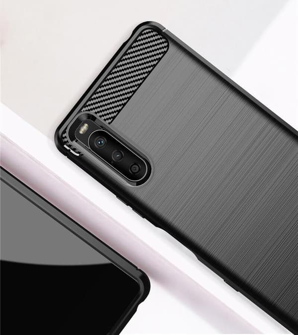 SKALO Sony Xperia 10 III Armor Carbon Iskunkestävä TPU suojakuori