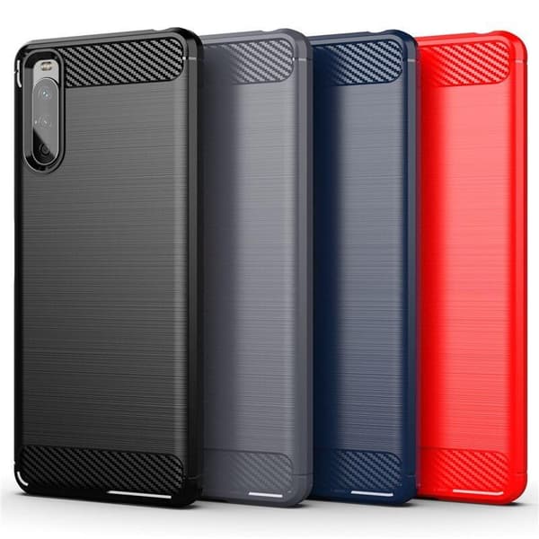 SKALO Sony Xperia 10 III Armor Carbon Iskunkestävä TPU suojakuori