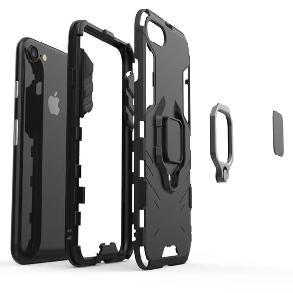 iPhone SE/8/7/6/6S Hybrid Deksel Med Fingerring - Svart