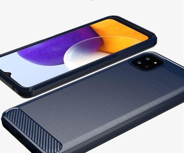 SKALO Samsung A22 5G Armor Carbon Iskunkestävä TPU suojakuori