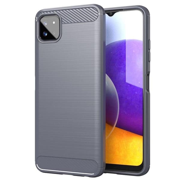SKALO Samsung A22 5G Armor Carbon Iskunkestävä TPU suojakuori Harmaa
