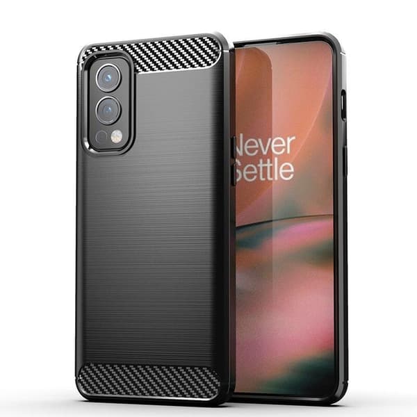 SKALO OnePlus Nord 2 Armor Carbon Stöttåligt TPU-skal Svart