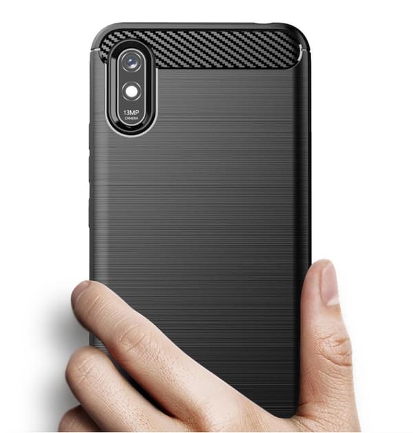 SKALO Xiaomi Redmi 9A Armor Carbon Iskunkestävä TPU suojakuori