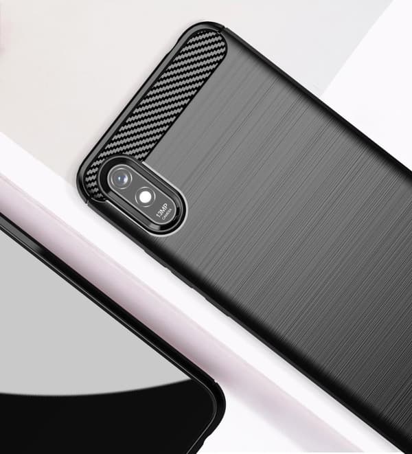 SKALO Xiaomi Redmi 9A Armor Carbon Iskunkestävä TPU suojakuori