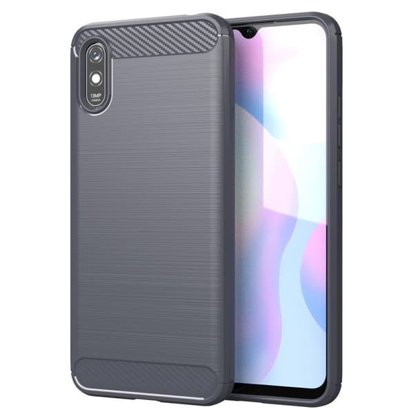 SKALO Xiaomi Redmi 9A Armor Carbon Iskunkestävä TPU suojakuori