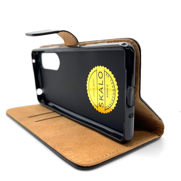 SKALO Sony Xperia 1 III Flip Cover m. Pung i Ægte Læder