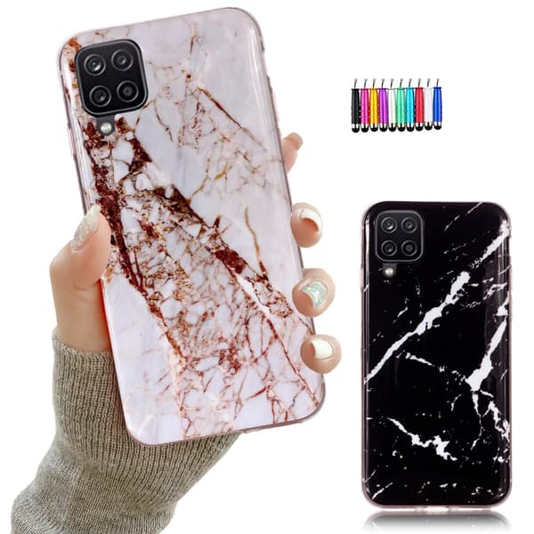 Tyylikäs Suojaus Samsung Galaxy A12/A12 5G - Marmorille! White