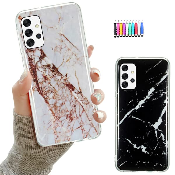 Suojaa Samsung Galaxy A32 5G Marmori-kuorella Black