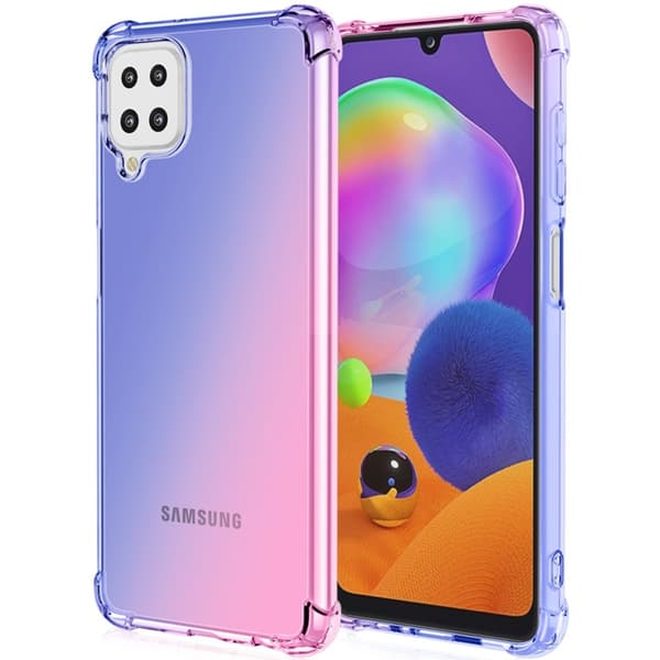 Samsung Galaxy A22 4G - Stötdämpande Stilrent Silikonskal Blå/Rosa