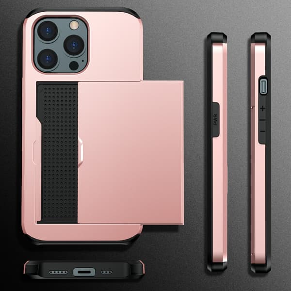 Skal Med Kortfack iPhone 13 Rose Guld