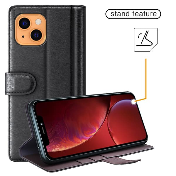 Äkta Läderfodral iPhone 13 Mini Svart