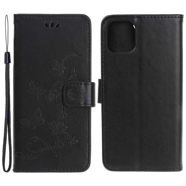 Läderfodral Fjärilar iPhone 13 Pro Svart
