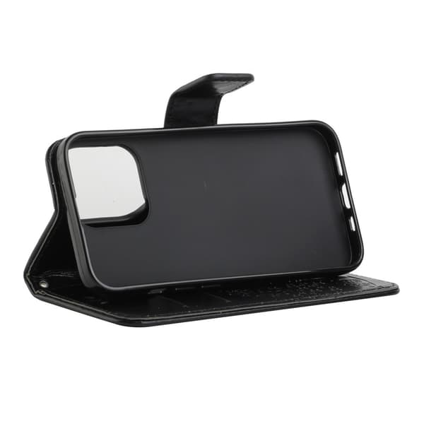Läderfodral Fjärilar iPhone 13 Pro Max Svart