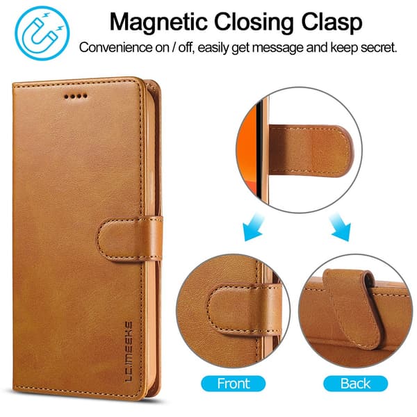LC.IMEEKE Plånboksfodral iPhone 13 Pro Cognac