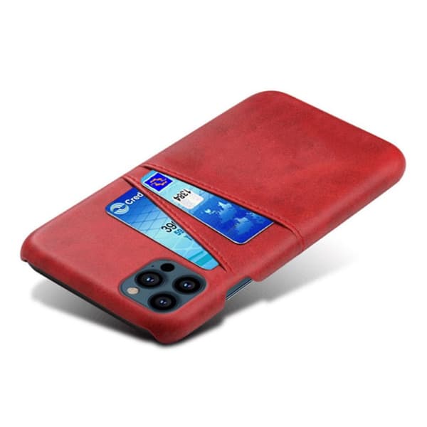 Läderskal Med Kortfack iPhone 13 Pro Röd