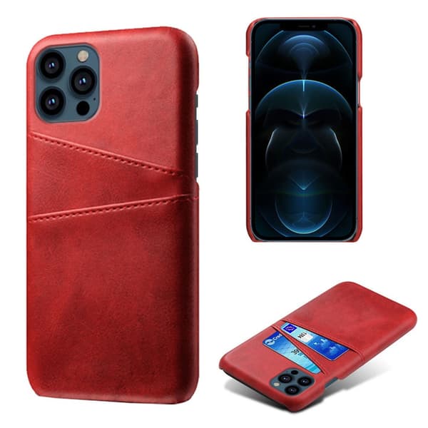 Läderskal Med Kortfack iPhone 13 Pro Röd