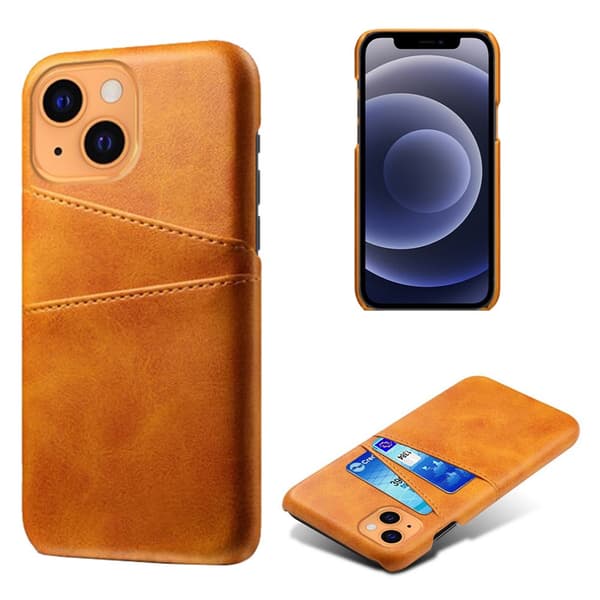 Läderskal Med Kortfack iPhone 13 Cognac