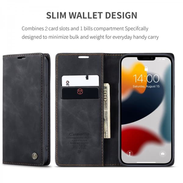 CaseMe Slim Plånboksfodral iPhone 13 Pro Max Svart
