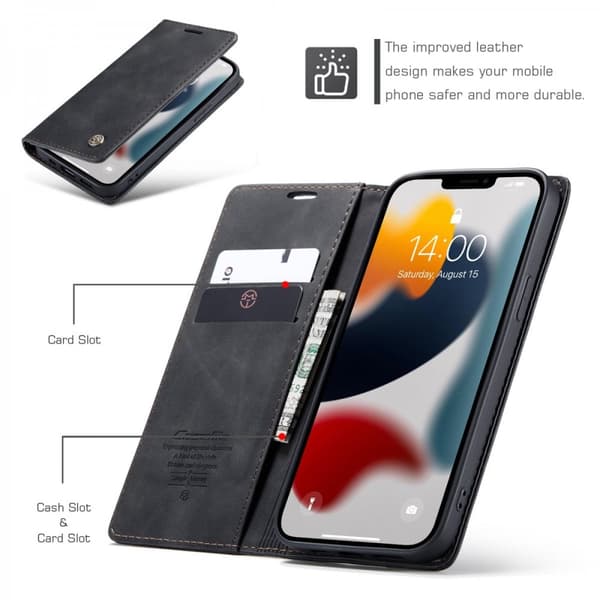 CaseMe Slim Plånboksfodral iPhone 13 Pro Max Svart