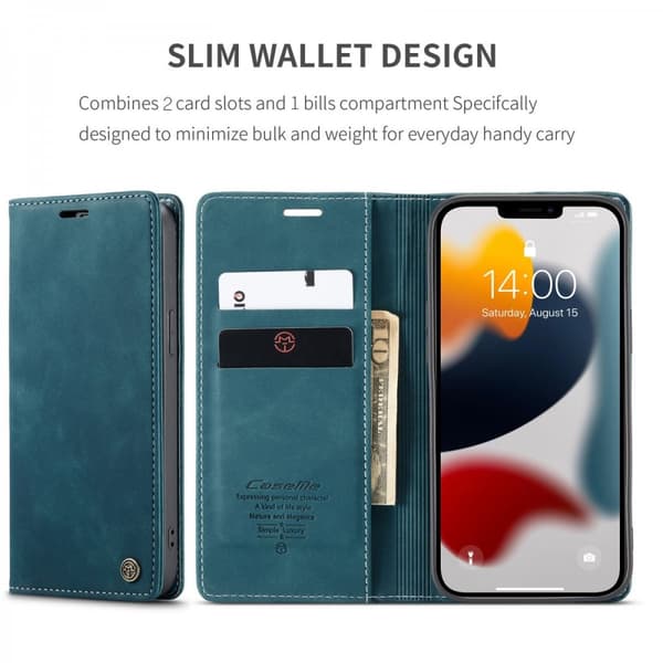 CaseMe Slim Plånboksfodral iPhone 13 Pro Max Blå