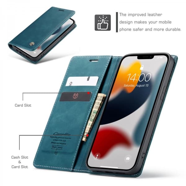 CaseMe Slim Plånboksfodral iPhone 13 Pro Max Blå