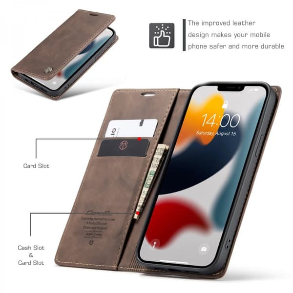 CaseMe Slim Plånboksfodral iPhone 13 Pro Max Brun