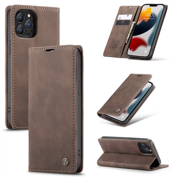 CaseMe Slim Plånboksfodral iPhone 13 Pro Brun