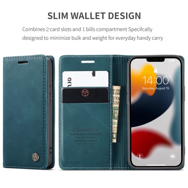 CaseMe Slim Plånboksfodral iPhone 13 Mini Blå