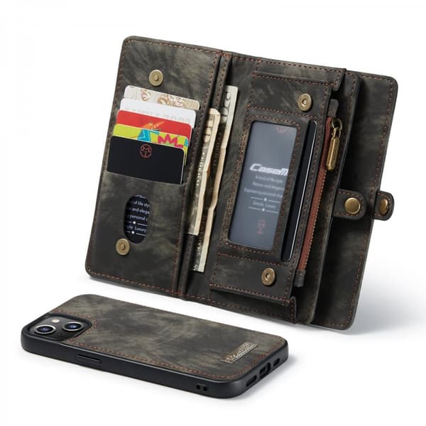 CaseMe Multi-Slot 2 i 1 Plånboksfodral iPhone 13 Grå