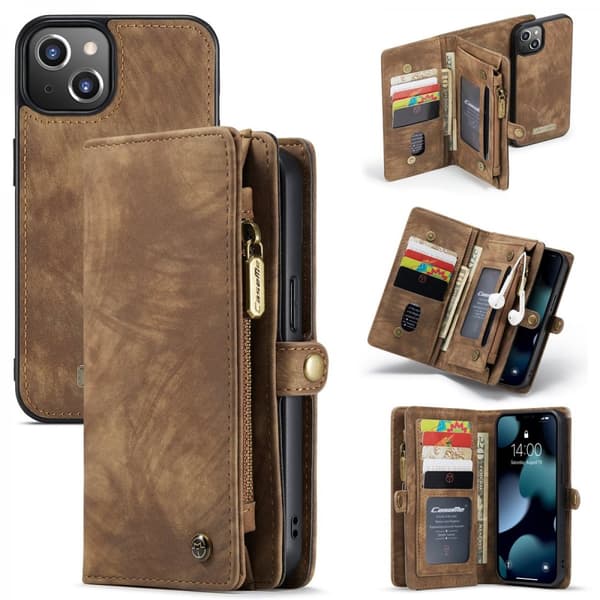 CaseMe Multi-Slot 2 i 1 Plånboksfodral iPhone 13 Mini Brun