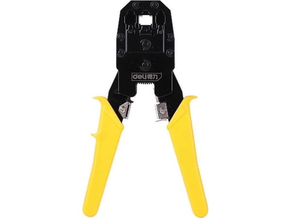 Krympetang for Ethernet-kontakter Deli Tools EDL2468, 4/6/8P, RJ45/RJ14/RJ12/RJ9 (gul)
