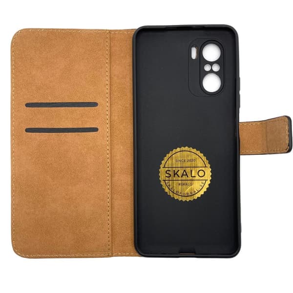 SKALO Xiaomi Poco F3 Lompakkokotelo Aitoa nahkaa