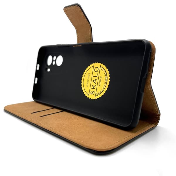 SKALO Xiaomi Poco F3 Lompakkokotelo Aitoa nahkaa
