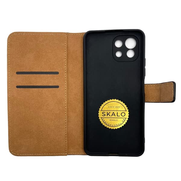 SKALO Xiaomi Mi 11 Lite Lompakkokotelo Aitoa nahkaa