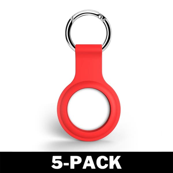 Airtag Apple Skal Silikon Med Nyckelring Röd 5-Pack