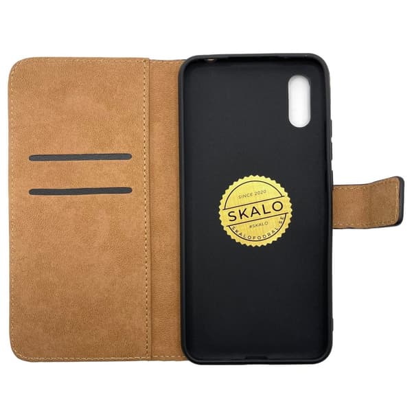 SKALO Xiaomi Redmi 9A Lompakkokotelo Aitoa nahkaa