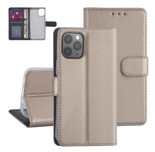 Plånboksfodral iPhone 12 / iPhone 12 Pro Guldfärgad med Ställ