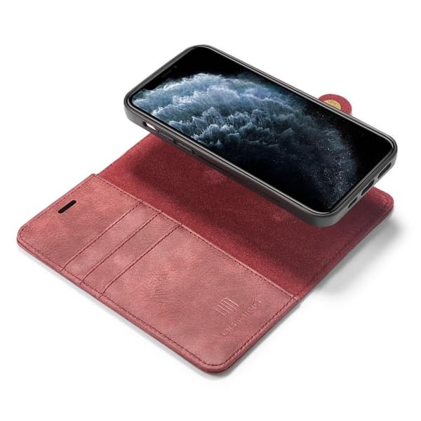 DG.MING iPhone 13 Split Läder Plånboksfodral - Röd