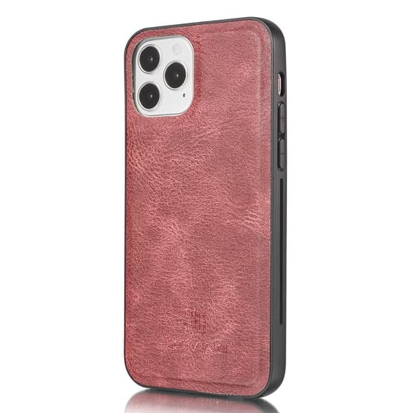 DG.MING iPhone 13 Split Läder Plånboksfodral - Röd