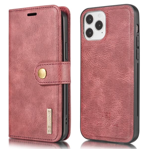 DG.MING iPhone 13 Split Läder Plånboksfodral - Röd