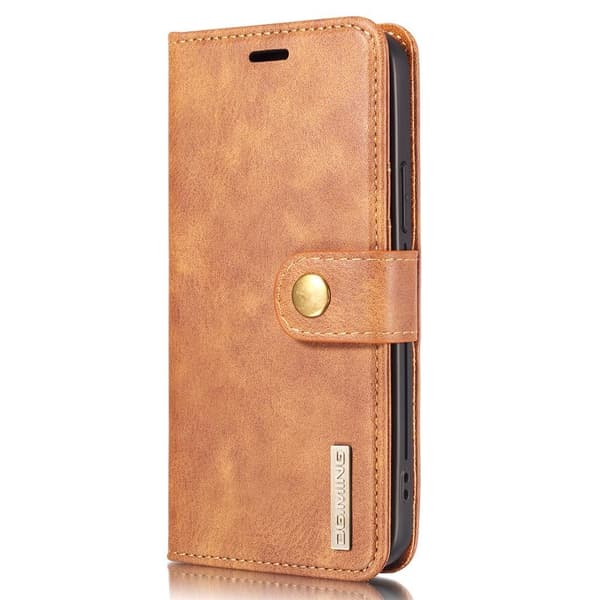DG.MING For iPhone 13 Mini Stylish Wallet Case - Brown