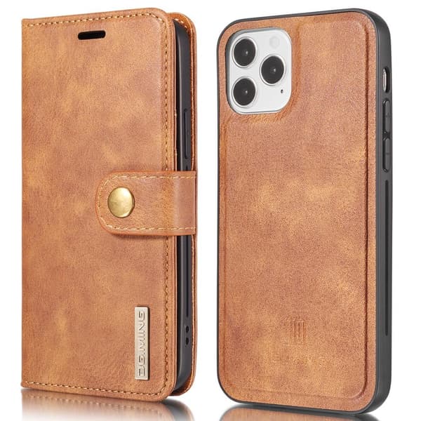 DG.MING iPhone 13 Pro Split Läder Plånboksfodral - Brun