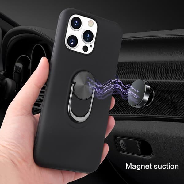 iPhone 13 Pro Max Fingerring TPU Hybrid Taske Kickstand - Blå