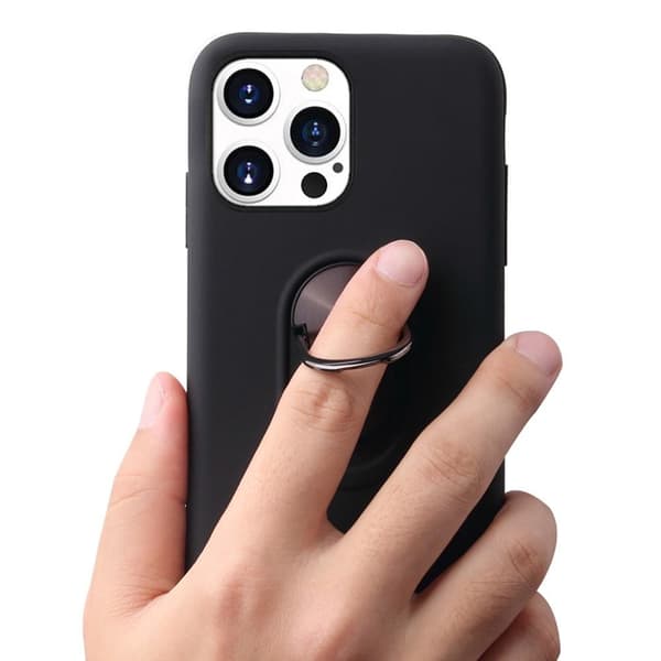 iPhone 13 Pro Max Fingerring TPU Hybrid Taske Kickstand - Blå