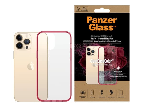 PanzerGlass 345, Suojus, Apple, Apple - iPhone 13 Pro Max, 17 cm (6.7"), Punainen