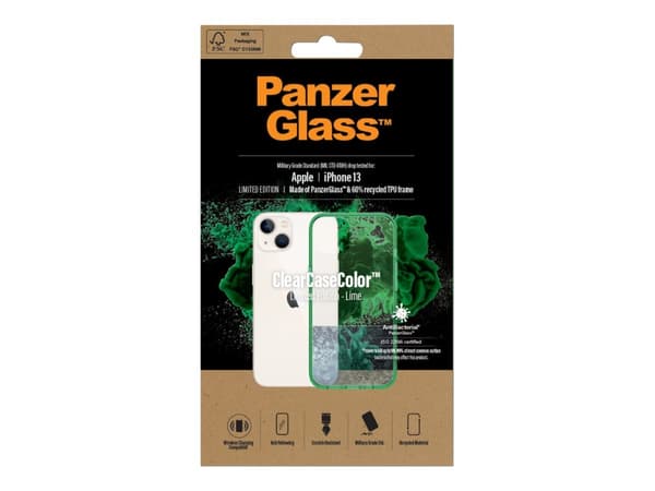 PanzerGlass ClearCaseColor - Limited Edition - baksidedeksel for mobiltelefon - 60 % resirkulert termoplastisk polyuretan (TPU) ramme - lime, klar ba